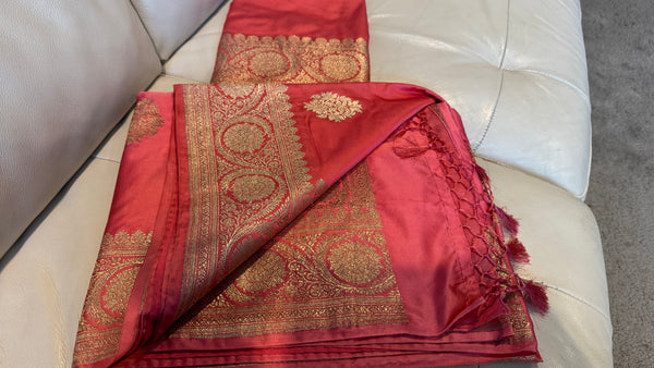 Pink Mashru Banarasi Silk Saree
