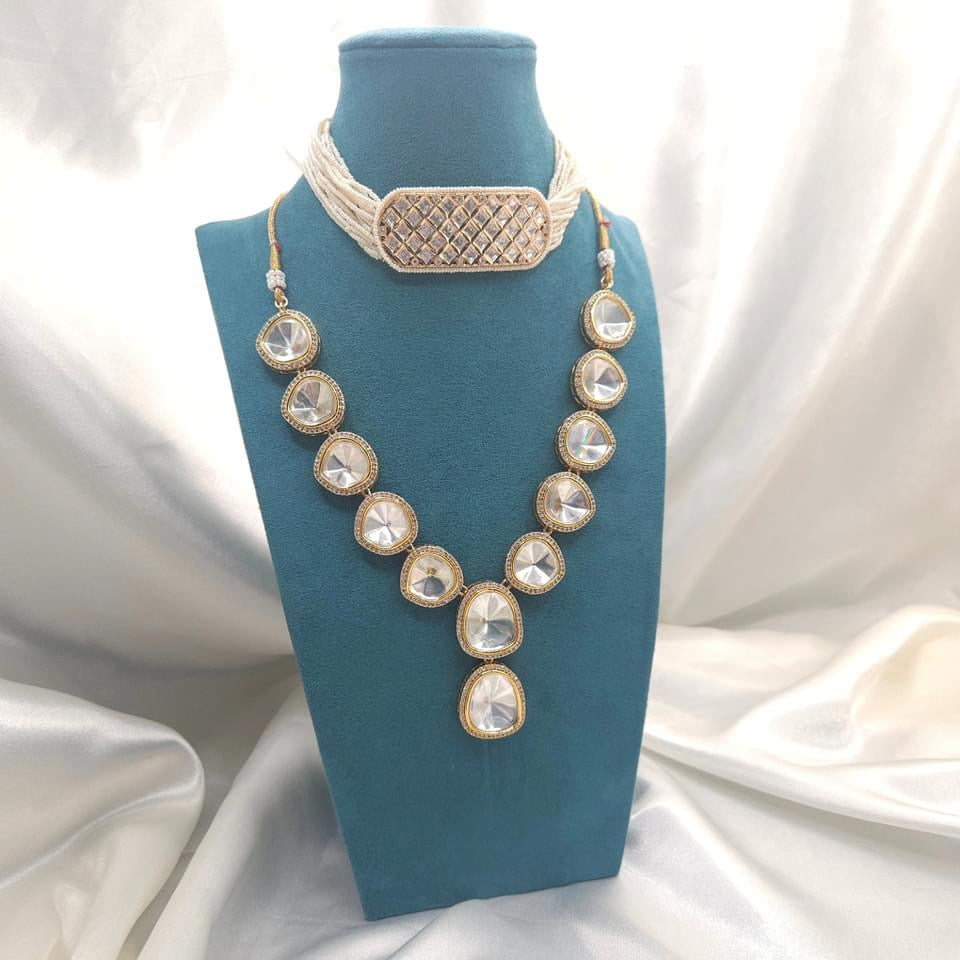 Victorian Polki Necklace with Earrings