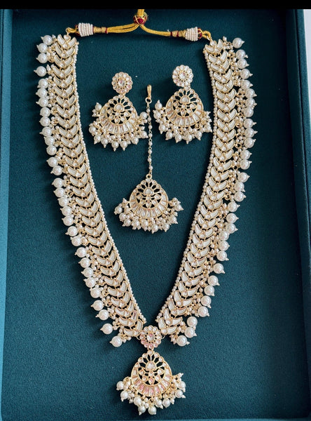 Pearl Long Polki Kundan Necklace