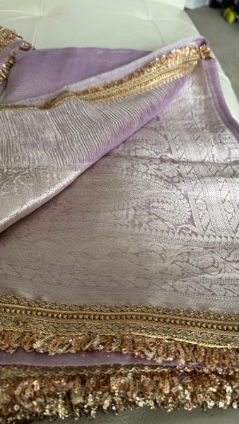 Lavendar Lilac Purple Tissue Banarasi