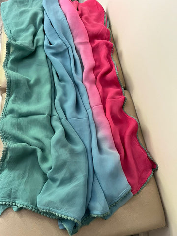 Rocky aur Rani Multicolor Pure Georgette Chiffon Saree with Lace Border