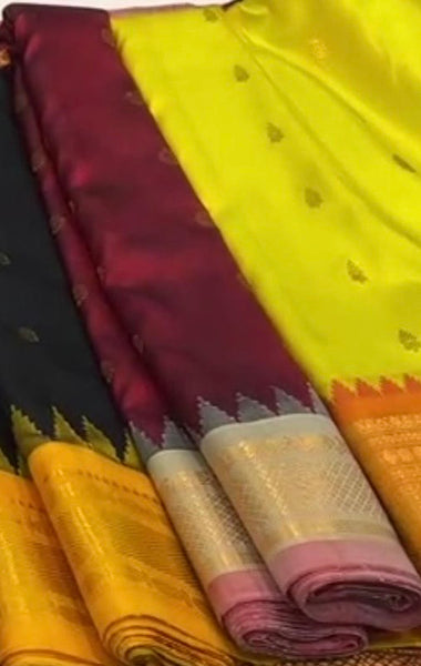 Deep Maroon and Gold Dual Tone Pure Silk Handloom Gadwal Saree