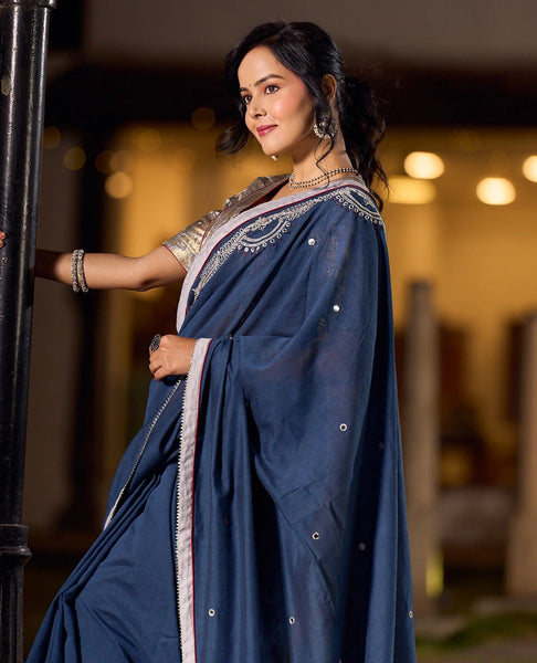 Grey Saree with Handcrafted Elegance