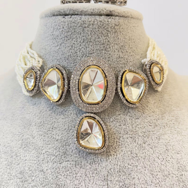 Victorian dual tone uncut polki kundan necklace