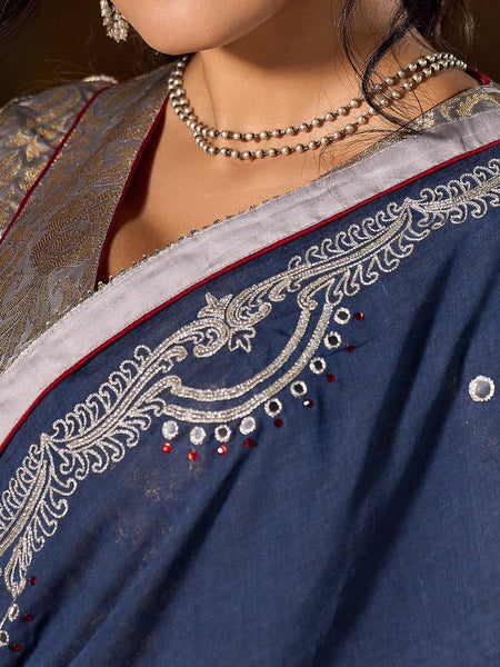 Grey Saree with Handcrafted Elegance