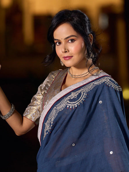 Grey Saree with Handcrafted Elegance