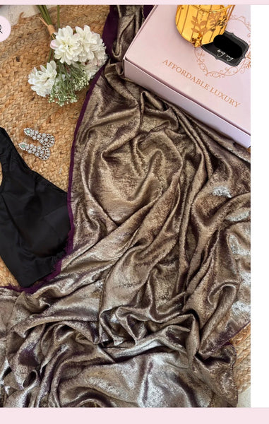 Aubergine Glam Shimmer Cocktail Saree