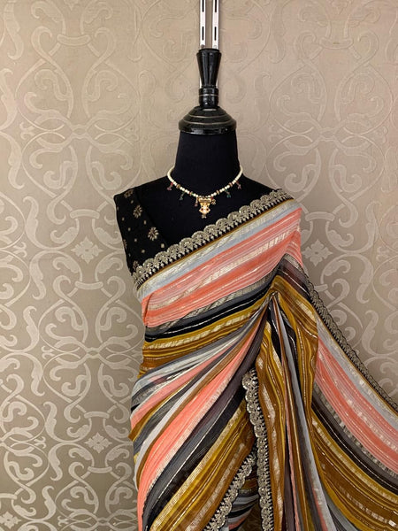 Multicolored Georgette Chiffon SABYA inspirational Saree