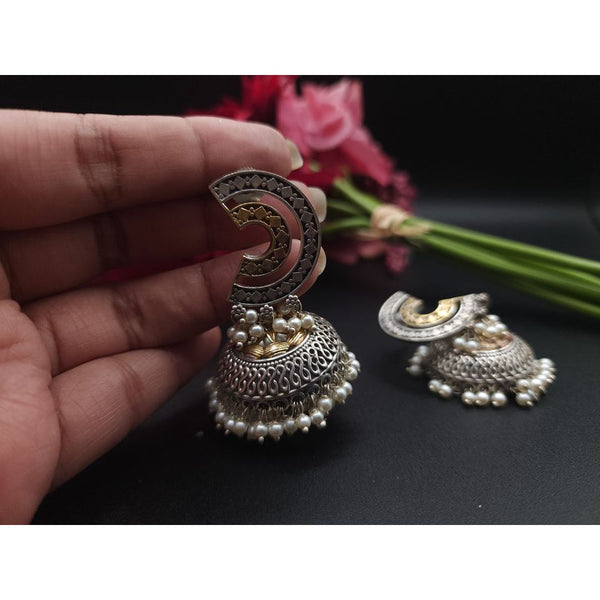 Dualtone Brass Jhumka Earrings