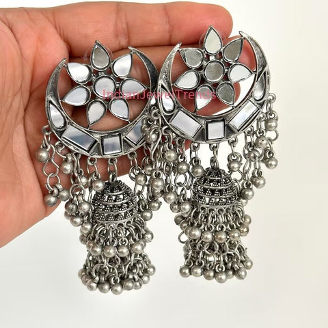 German Silver Lightweight Afghani Earrings