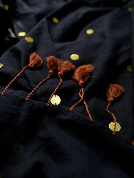 Black Mul Mul Cotton with Chumki