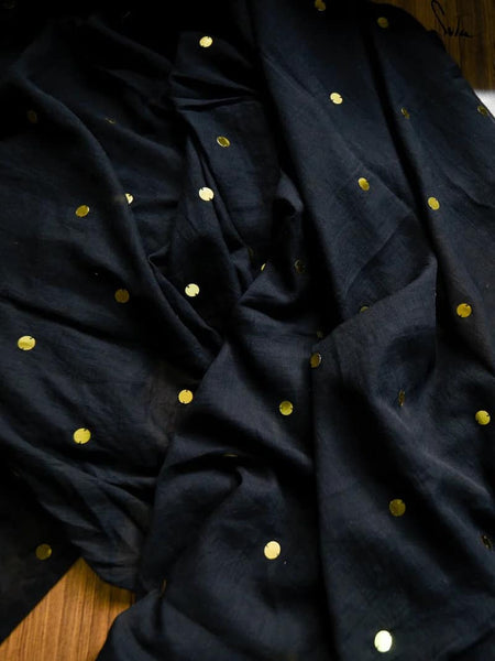 Black Mul Mul Cotton with Chumki
