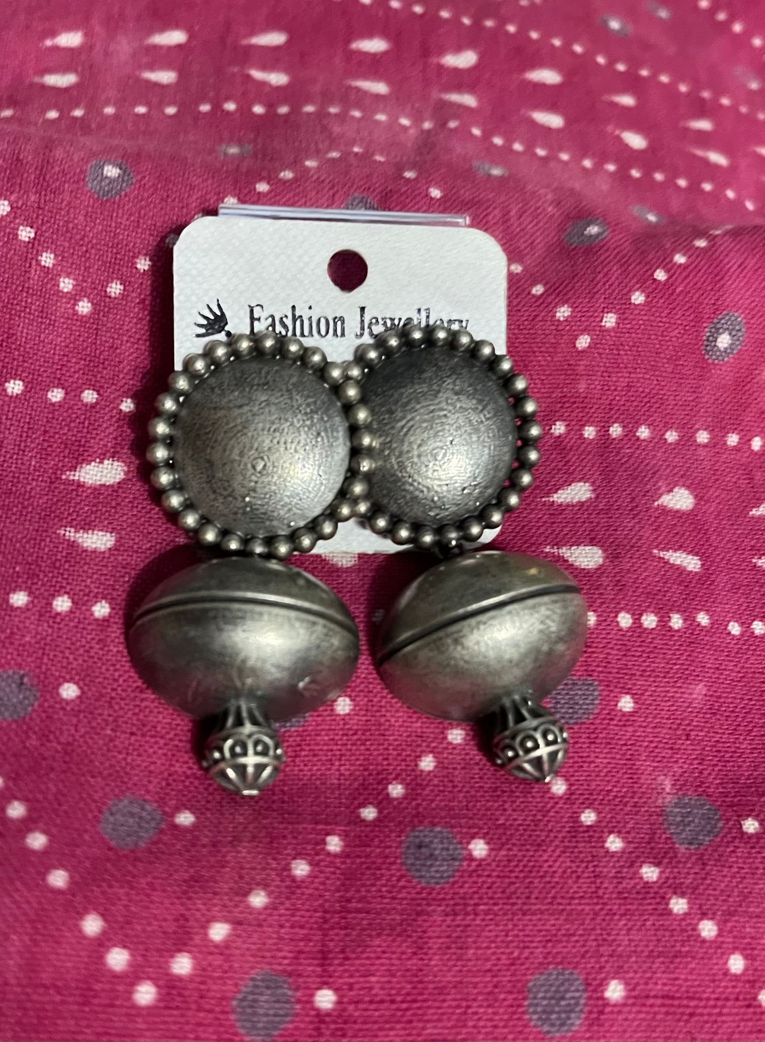 Antique silver look alike German Silver oxidised earrings