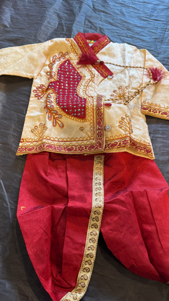 Baby Boy's Silk Cotton Blend Dhoti Kurta Pyjama Dress (Multicolour, 6-12 Months)