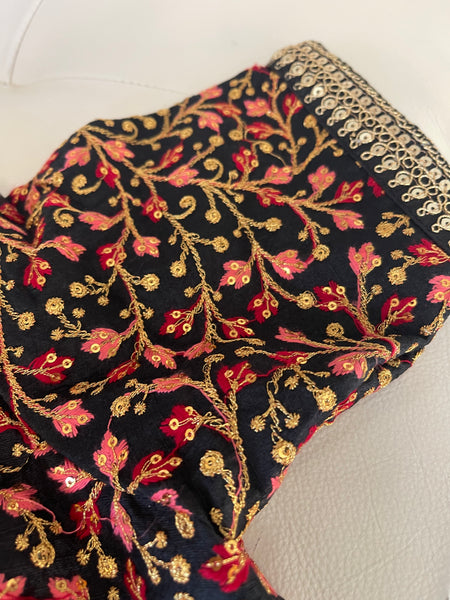 Black Multicolor Embroidered Blouse
