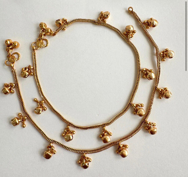 Gold Plated Gungroo Payal Pair