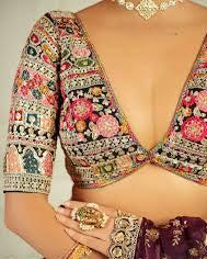 Black Multicolor Thread & Sequins Embroidery Work