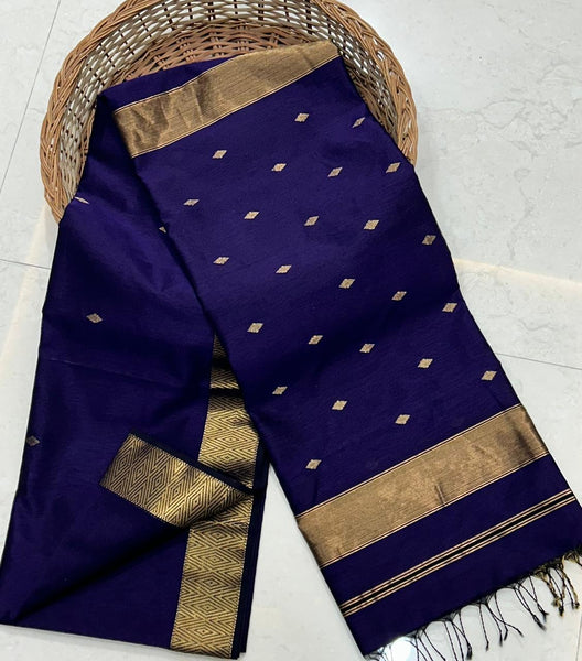 Purple and Gold Pure Maheshwari Handloom Silk Saree