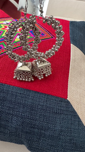 German Silver Ghungroo Jhumka Earrings