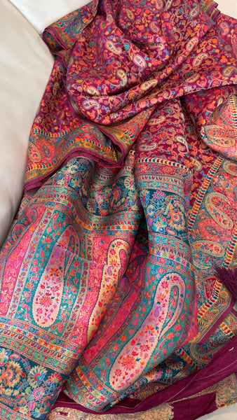 Magenta Mauve Pashmina Kani Silk Saree