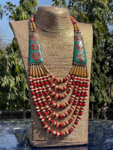 Tibetan style multilayer Turquoise Coral necklace