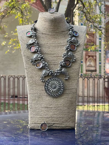 German Silver Boho Ghungroo Necklace and Earring Set