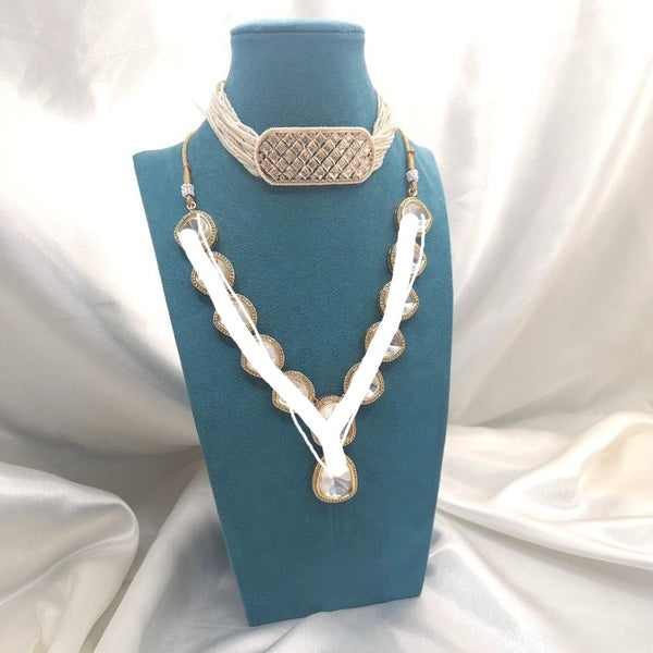 Polki Pearl Kundan Choker Necklace Earring set