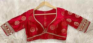 Red Brocade Readymade Blouse