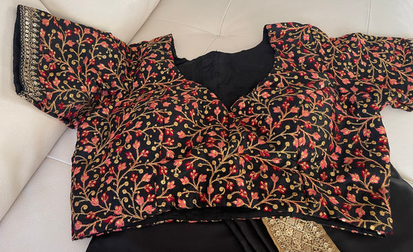 Black Multicolor Embroidered Blouse