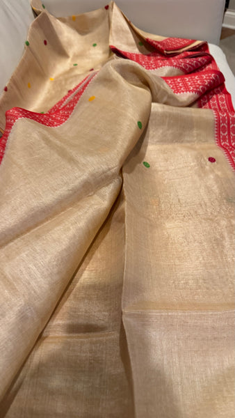 Handwoven Pure Tussar Silk Jamdani Saree