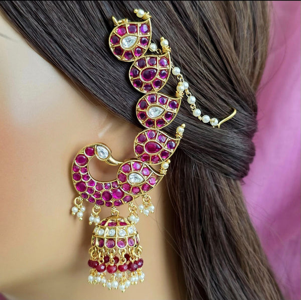 Antique Gold-Plated Kemp Peacock Earcuff Earrings