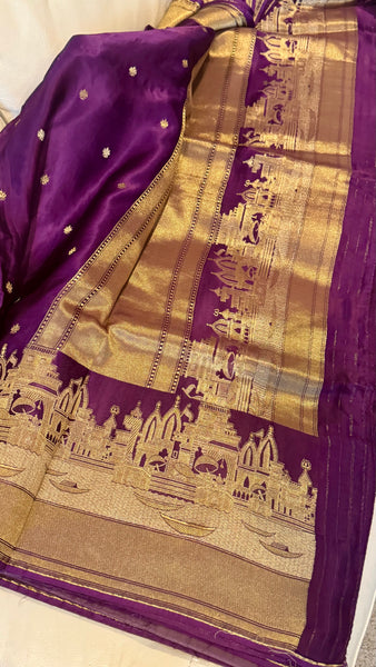 Kashi Elegance – Purple and Gold Mashru Silk Banarasi Handloom Saree