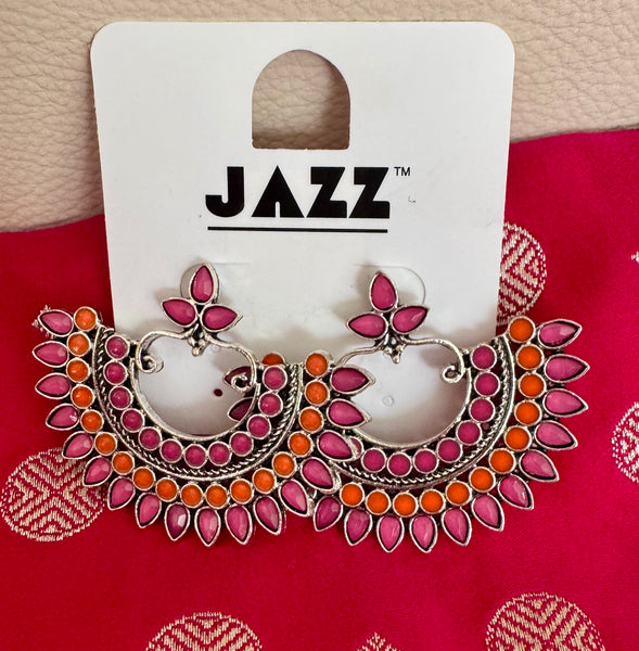 Orange Pink Oxidised Earrings