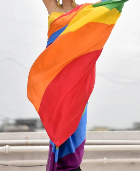 Multicolor Rainbow Modal Viscose Saree
