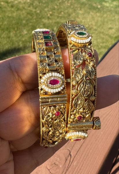 Openable Rajwadi Gold Indian Kada Bangles