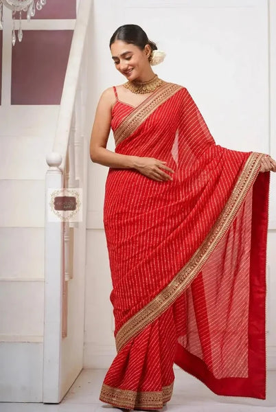 Red Kota Saree with Red Border for Wedding