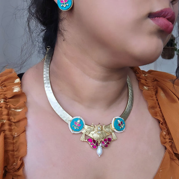 Alicia fusion polki hasli necklace set