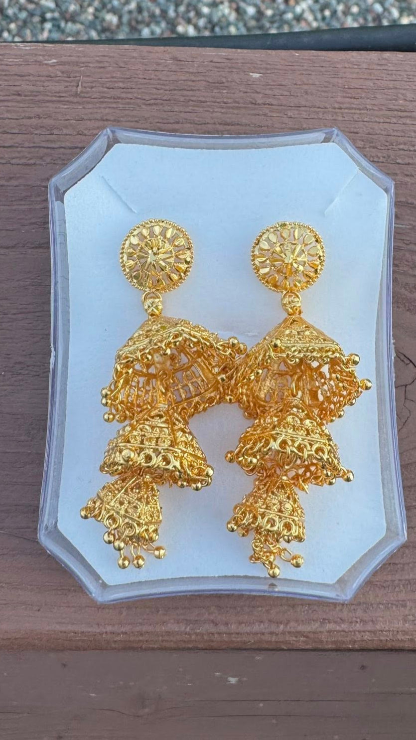 Citigold Goldplated Long Jhumka Earrings