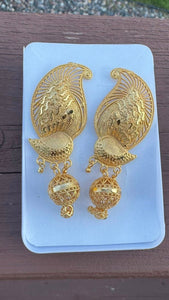 Peacock Filigree Citigold Goldplated Long Jhumka Earrings