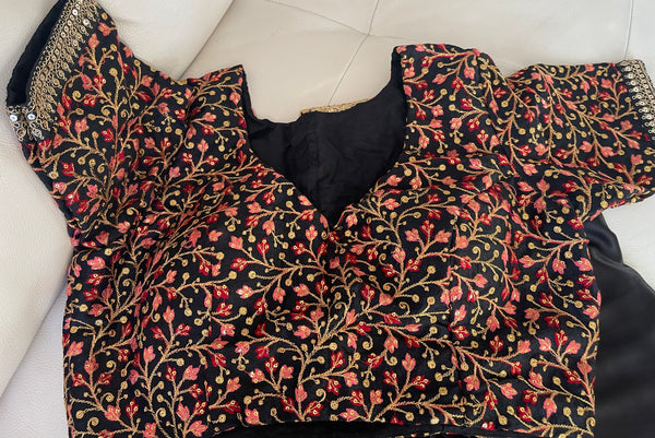 Black Multicolor Embroidered Blouse