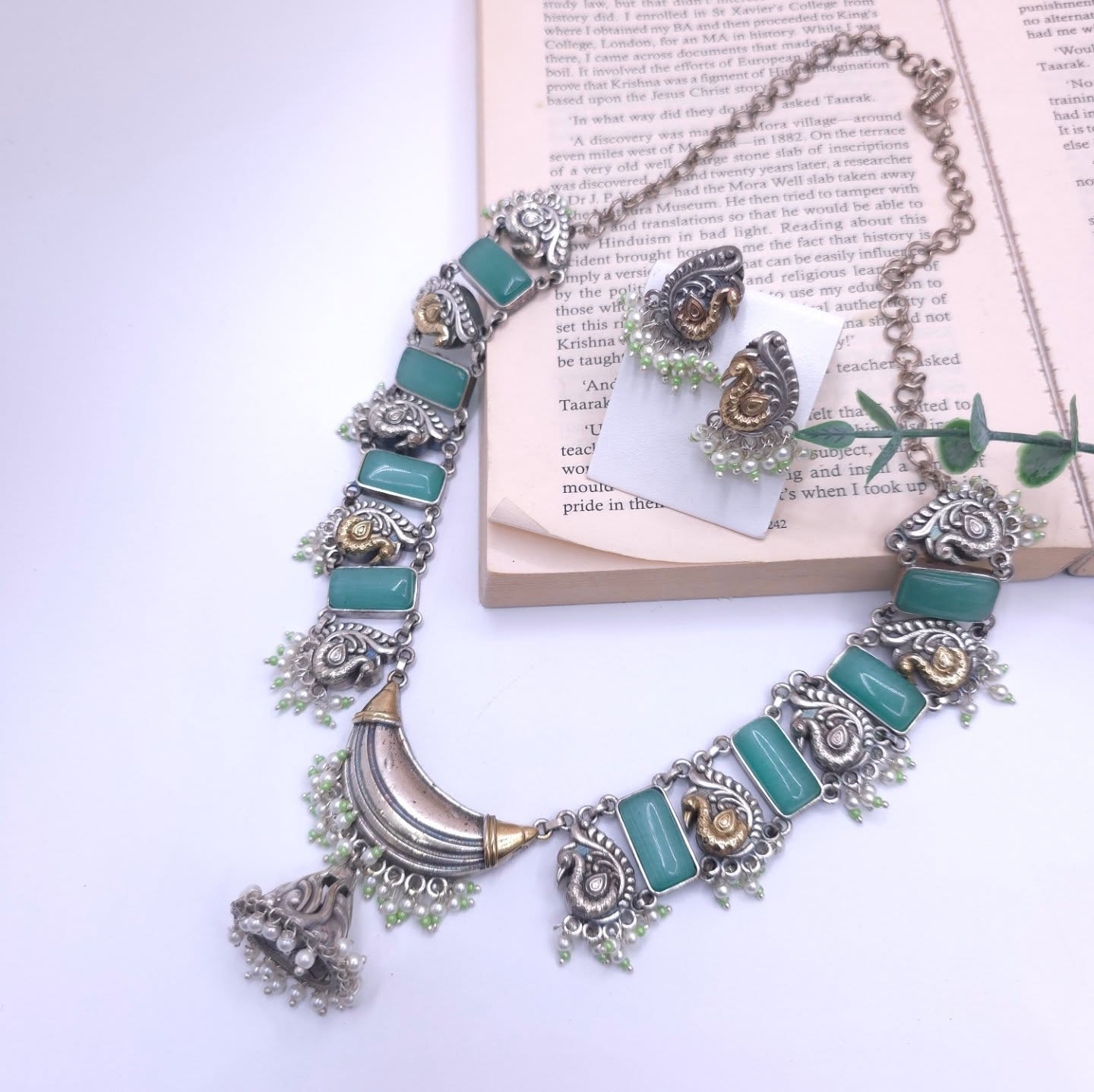 Anchal silver alike necklace set