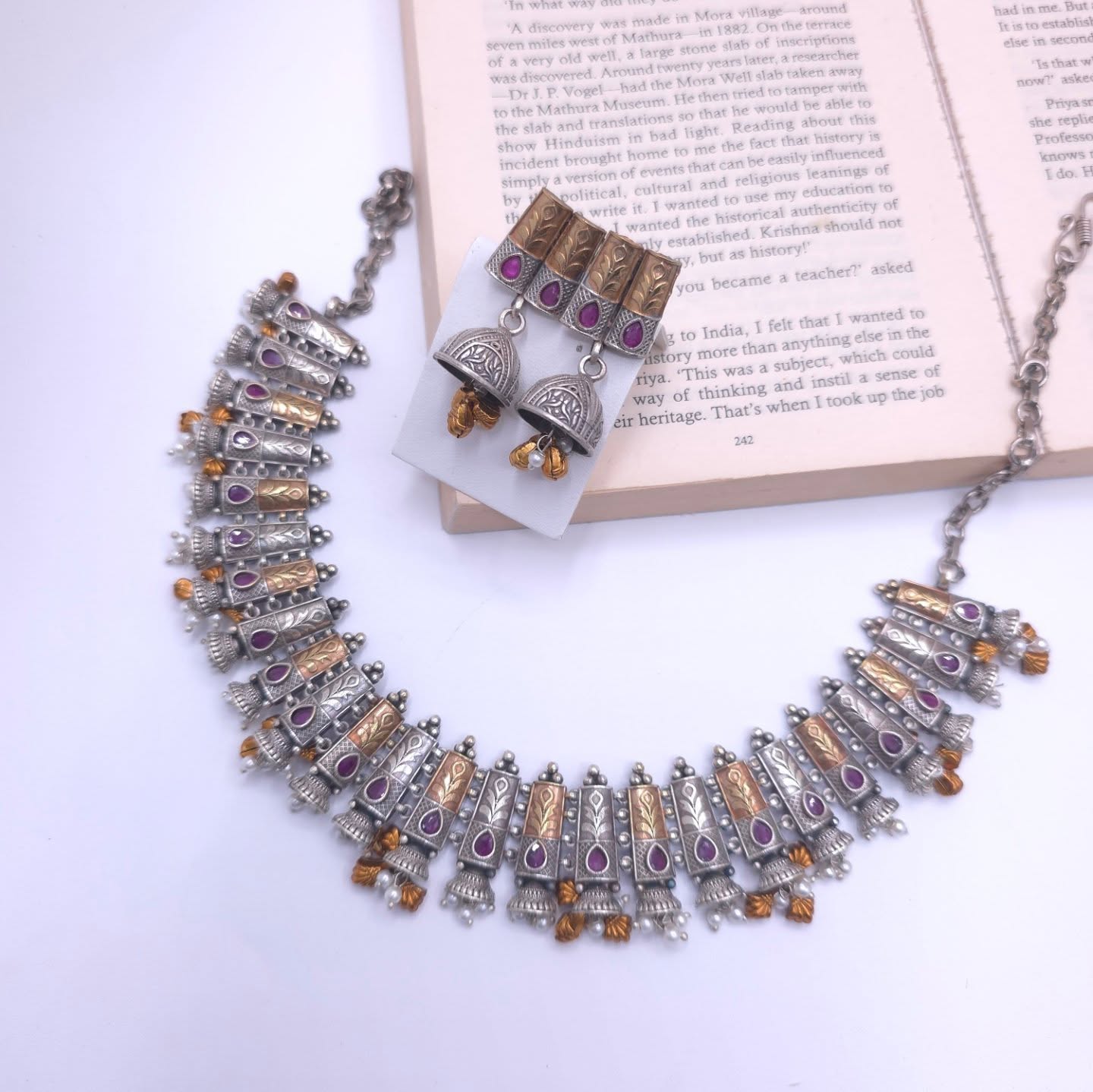Dual 2 Tone Fusion Pachi Kundan Necklace Set