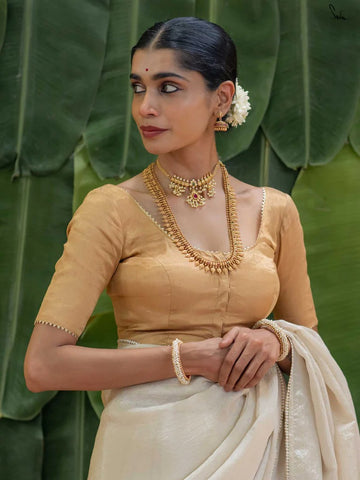 Soft Gold Chanderi Silk Readymade Blouse