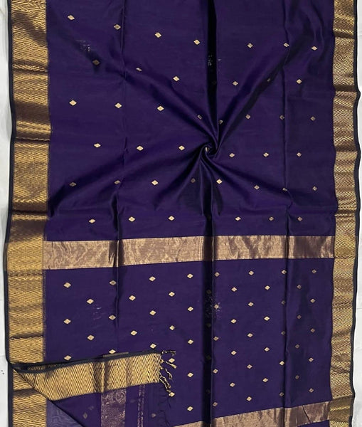 Purple and Gold Pure Maheshwari Handloom Silk Saree