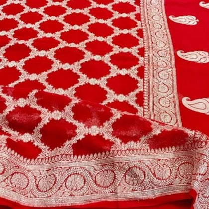 Pure Red Khaddi Chiffon Silk