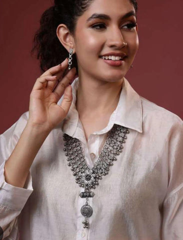 Oxidized Long Necklace set with Earrings