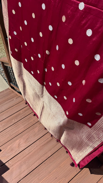 Deep Maroon and Dual Tone Soft Silk Saree
