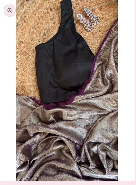 Aubergine Glam Shimmer Cocktail Saree