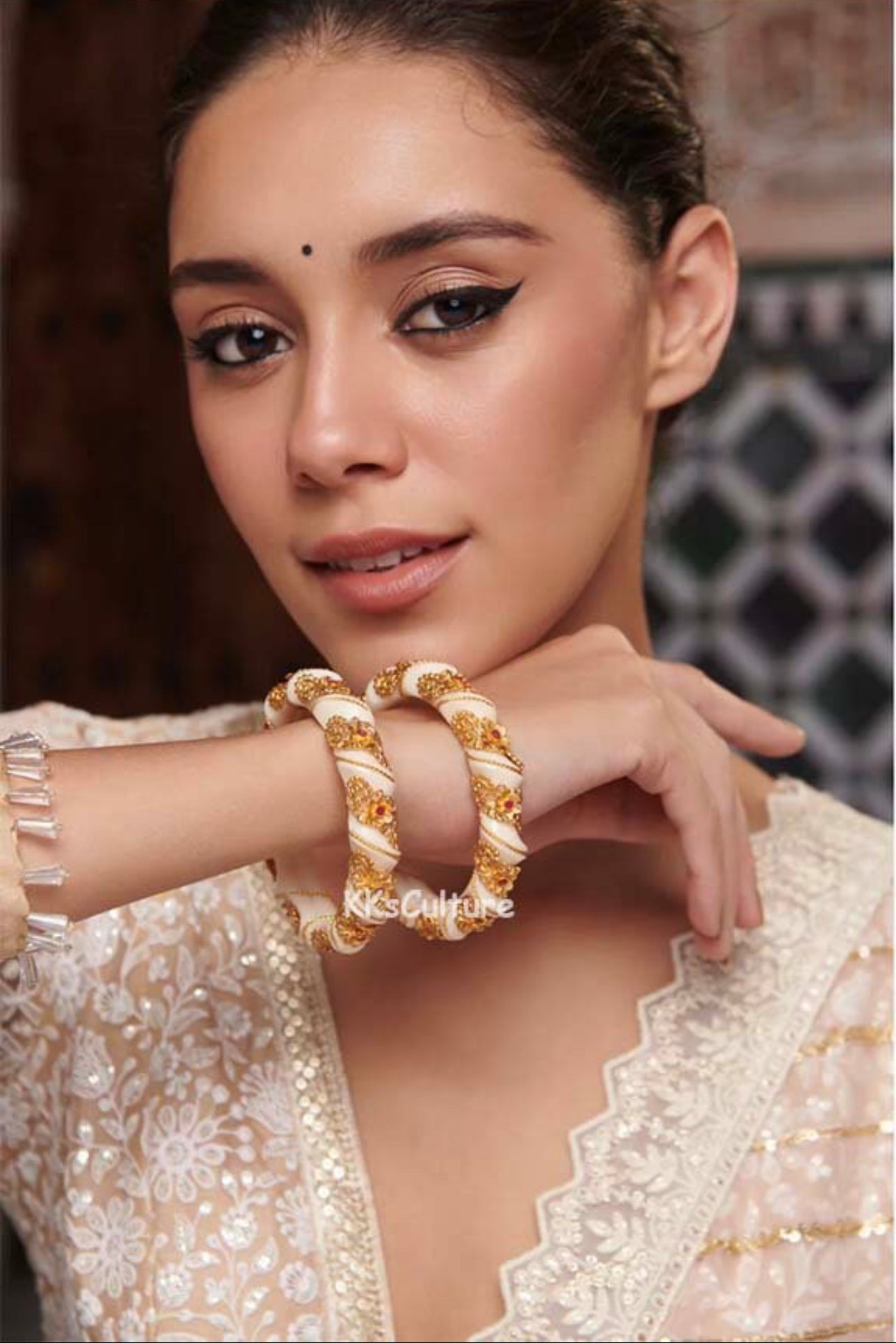 White and Gold Brass high gold Bengali Bangles
