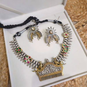 Achyutha 925 silver polish fusion necklace set